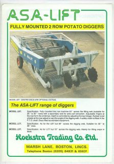 asa lift mounted 2 row potato diggers sales sheet from
