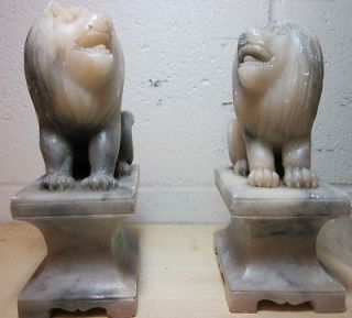 Pair of Feng Shui Chinese Carved shou shan stone fu dog lions
