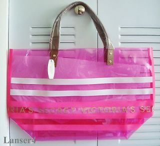 NEW Victoria Secret Signature Pink White Stripes Beach Shopping Tote 