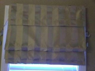 roman shade, sage/coin gold stripe, sheer lining, 23 wide, adjustable 
