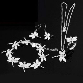   Plated Fashion Dragonfly Ring Earring Bracelet Necklace Set LS31