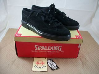 Mens Spalding Sneakers Tennis Shoes Leather Suede Low Vulc Vice Black 