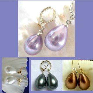   Stunning lavender/black/white/chocolate sea Shell Pearl Drop Earrings