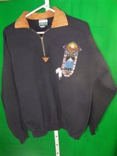 Coldwater Creek Sz Large Black pullover with native American design