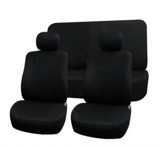 Cloth Seat Covers w. 4 Headrests and Solid Bench Blue & Black (Fits 