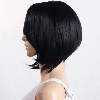 new popular 12 6 inch short turnup side bang hair wig black