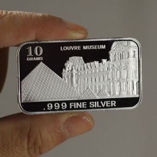   listed 10 Grams .999 Fine Silver Art Bar / Louvre Museum / SB038