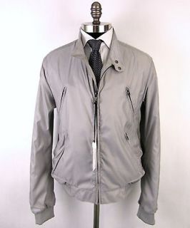 New VERSACE COLLECTION Silver Gray Microfiber Zip Coat Jacket 52 42 L 