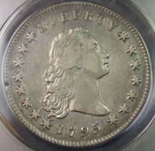 1795 flowing hair silver dollar coin anacs ef 40 details