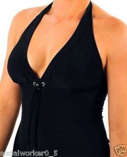Seafolly Ladies 14 Tankini Swimwear Bikini Halter Singlet Top Black $ 