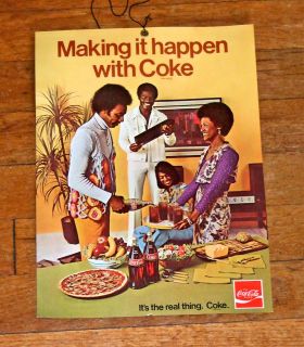 1970s Coca Cola Two Sided Hanging Cardboard Sign~black couples