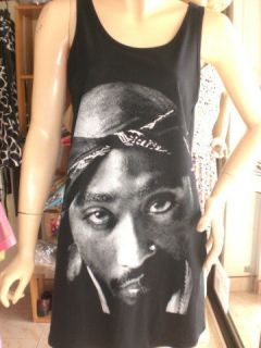 2PAC Tupac Shakur LADIES T  SHIRT MINI DRESS TANK TOP SINGLET S   M