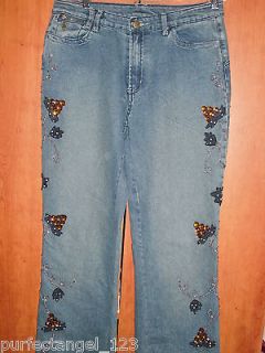 Womens Simon Chang Arriere Back Jeans Bead & Embroider Embelished 27 