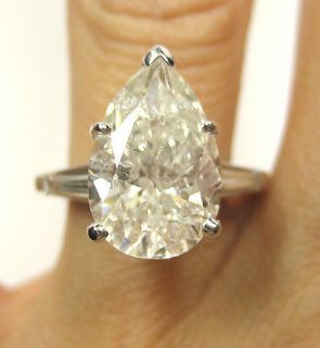 01CT PEAR SHAPE DIAMOND SOLITAIRE VINTAGE ENGAGEMENT WEDDING RING 