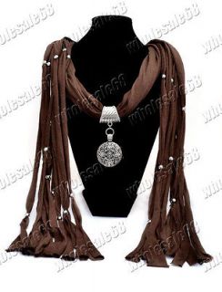   accessory 1ps brown cotton round metal pendant scarf shawls NEW