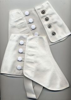   White Canvas Spats Soft Shoe Cover White Buttons Elastic Under Shoe