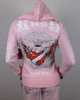 NWT Womens RUSH COUTURE Pink OFF TRACK HOODIE T Shirt Jersey Shore
