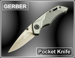 GERBER Steel Tactical Small Folding Pocket Knife #55 Hunter Survival 