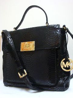 new michael kors sloan black reptile leather purse or tote