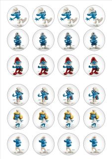 24 Edible cake toppers decorations The Smurfs smurfette brainy papa 