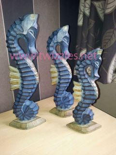 blue wooden seahorses in a choice of 3 sizes more
