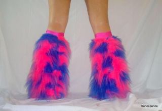 PINK BLUE Furries Fluffy Boot Covers Furry legwarmers Go Go Snooki 