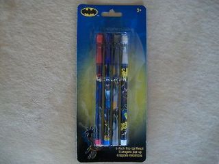   Batman Pack Of 4 Pop Up Pencils, For Ages 3 & Up, BRAND NEW IN PACKAGE