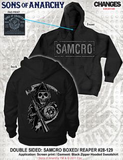 FALL 2012! SONS OF ANARCHY BOXED LOGO REAPER HOODIE SOA SAMCRO SWEAT 