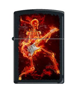 zippo skeleton playing guitar lighter black matte 5565 time left