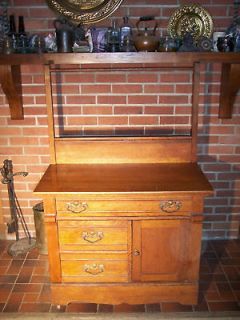lovely antique oak washstand with towel bar c 1850 90