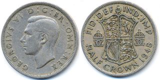 1948 england half crown coin b182 from canada time left