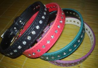 colorful leather rhinestone collars puppy small dog cat collar suede