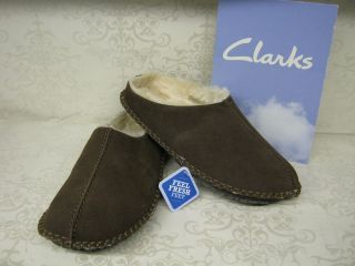 Clarks Kite Nordic Brown Suede Leather Clog Style Mule Slippers