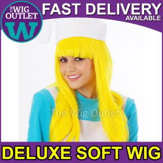 DELUXE SMURFETTE YELLOW COSTUME WIG Cosplay Girls Smurfs Fancy Dress 