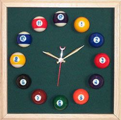 billiard pool ball clock square oak frame spruce felt time