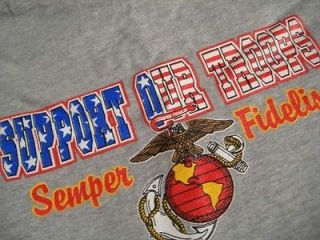 Marines Semper Fi Support Our Troops USA Military Shirt 10 12 Med 