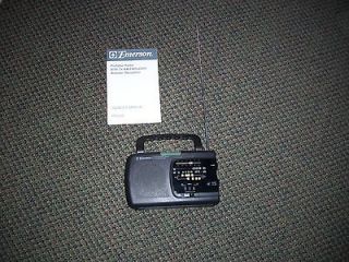 Portable am fm radio by emerson, instant weather , tv sound, works 