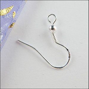   Sterling 925 Silver Ear Wire Hook With Spring and Ball 19mm S244