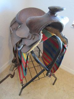 vintage western leather tooled cowboy horse saddle 