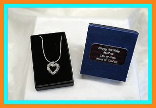 Crystal Heart Necklace in Personalised Gift Box   Godmother/Godparent 
