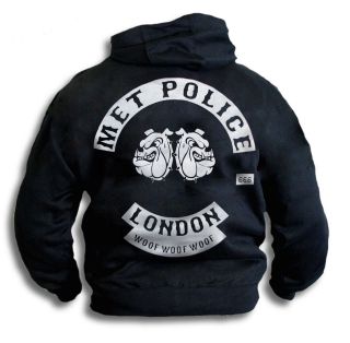 Mens Womens Hoody Met Police London Fun Biker Patch + Free T shirt Sm 