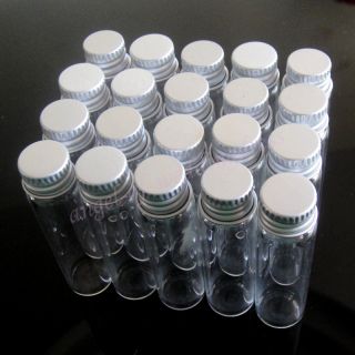 20 Pcs 16x60mm Tiny Small Clear Bottles Glass Vials 6ml 3/2 Dram With 