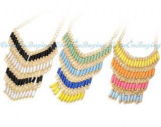   Fashion Golden Chain Resin Beads Curtain Pendant Tassels Necklace