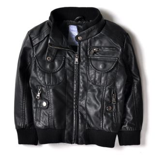   Leather Boy PU Jacket Stand up Collar Motorcycle Clothing Jacket