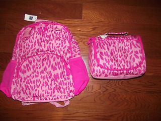 Gap KIDS NWT Pink Leopard Print Backpack School Bag Lunchbox Set NEW