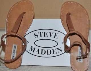 New Steve Madden Debbi cognac Leather strap sandals,shoes,womens 6,6 