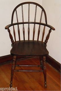 Antique Round Back Morris or Windsor Winsor Wood Chair with Spindles 