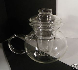 Vintage Primula Glass Stovetop Leaf Infuser 3 Pc Tea Pot 40 Ounce 