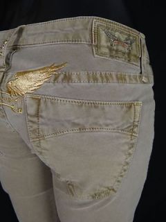   Womens Robins Jeans MARILYN Poplar Straight Leg In Khaki w/ Gold Wings