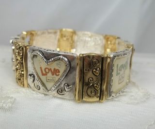 two tone live well love much laugh often stretch bracelet